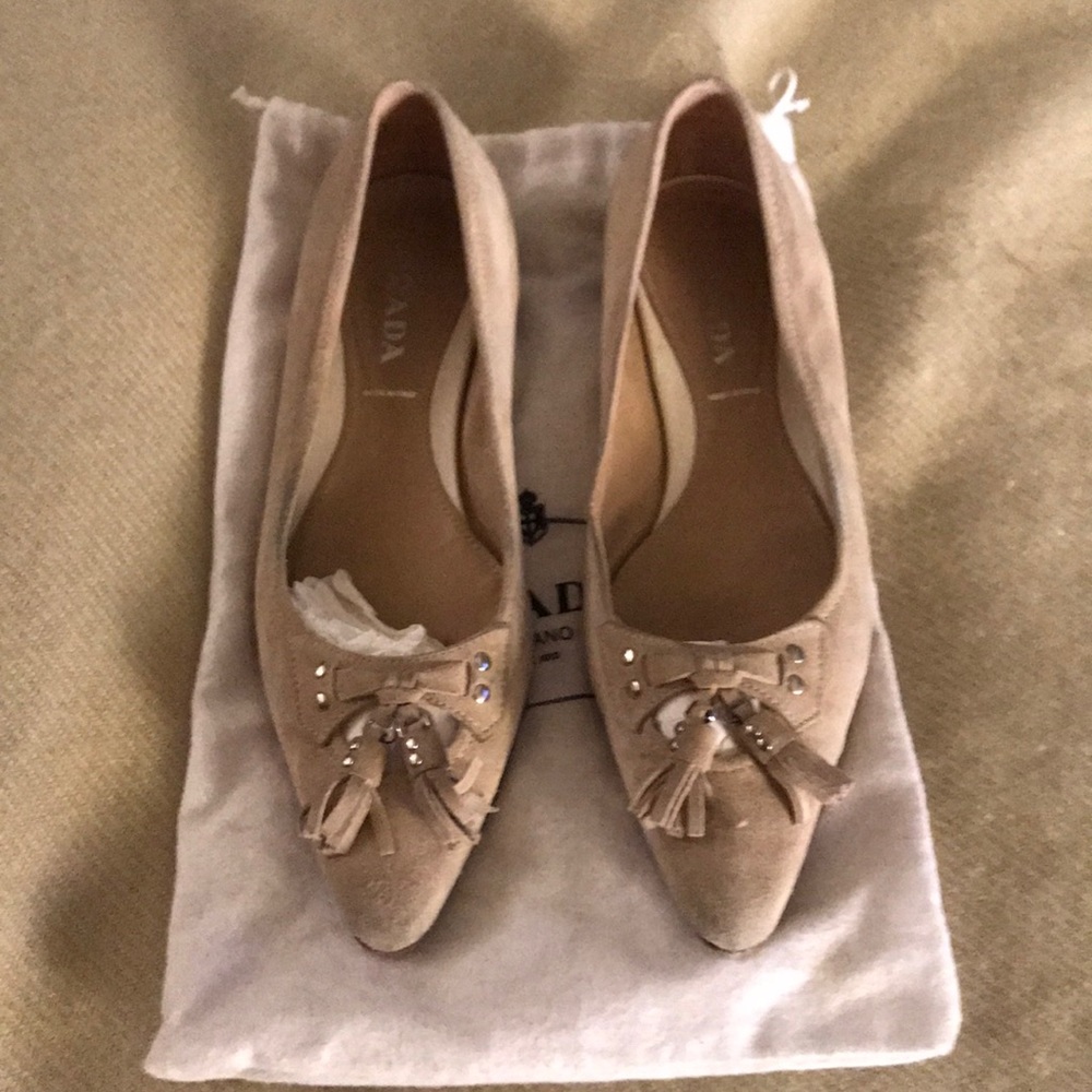 Prada cream suede flats